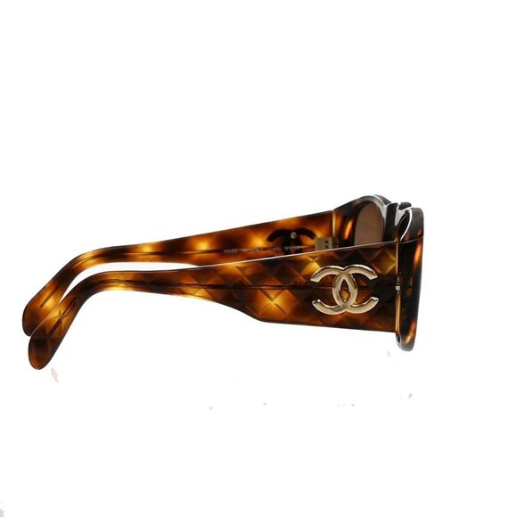 CHANEL CC Matelasse Sunglasses Eye Wear Plastic Brown GHW 01450 Italy 60RF649 main image 8